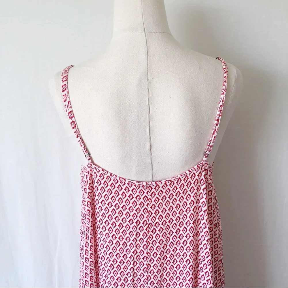 TIGERLILY Size 12 Red White Aztec Print Slip Mini Dress Summer Beach Ruffle Boho - Picture 7 of 9